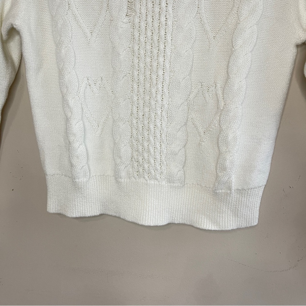 NWT CREWCUTS Girls White Mockneck Cable Knit Sweater in White (Flawed) - Picture 4 of 11